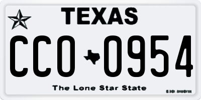 TX license plate CCO0954