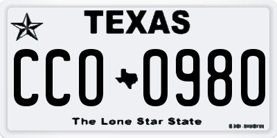 TX license plate CCO0980
