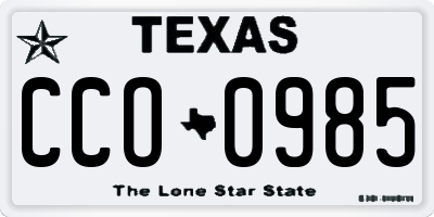 TX license plate CCO0985