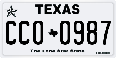 TX license plate CCO0987