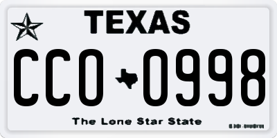 TX license plate CCO0998