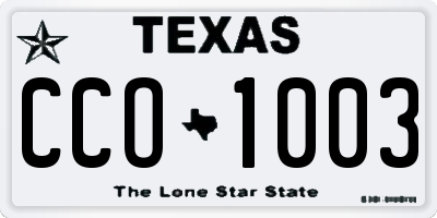 TX license plate CCO1003