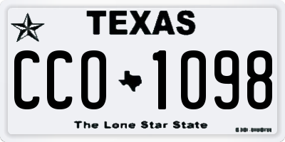 TX license plate CCO1098