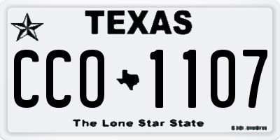 TX license plate CCO1107