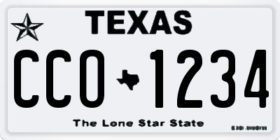 TX license plate CCO1234