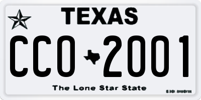 TX license plate CCO2001