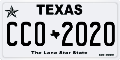 TX license plate CCO2020