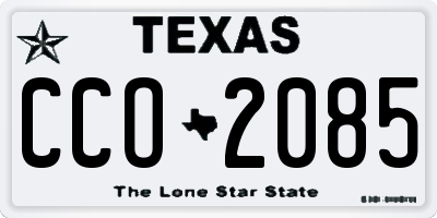 TX license plate CCO2085