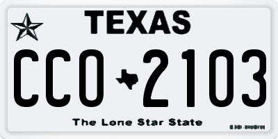 TX license plate CCO2103