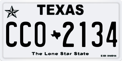 TX license plate CCO2134