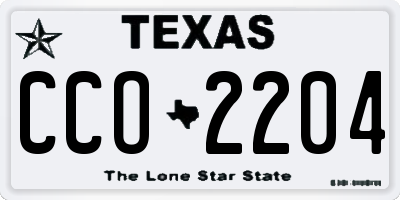 TX license plate CCO2204