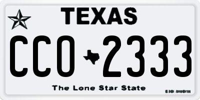 TX license plate CCO2333