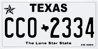 TX license plate CCO2334