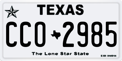 TX license plate CCO2985