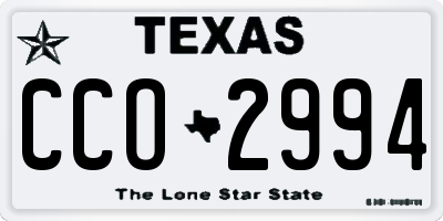 TX license plate CCO2994