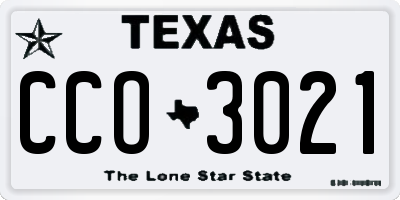 TX license plate CCO3021