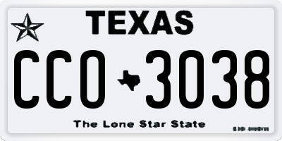 TX license plate CCO3038
