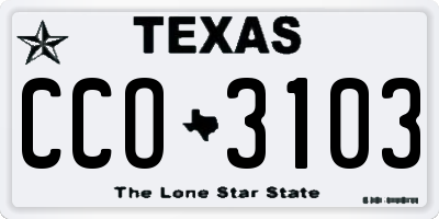 TX license plate CCO3103