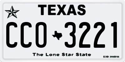 TX license plate CCO3221