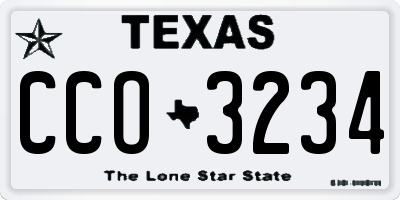 TX license plate CCO3234