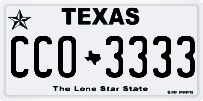 TX license plate CCO3333