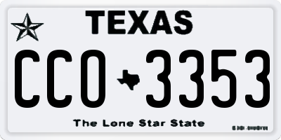 TX license plate CCO3353