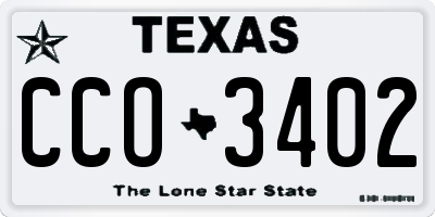 TX license plate CCO3402