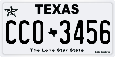 TX license plate CCO3456