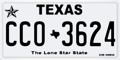 TX license plate CCO3624