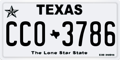 TX license plate CCO3786