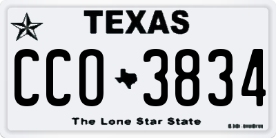 TX license plate CCO3834