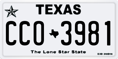 TX license plate CCO3981