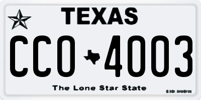 TX license plate CCO4003