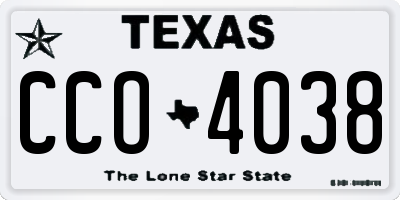 TX license plate CCO4038