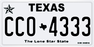 TX license plate CCO4333
