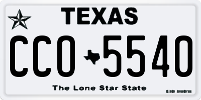 TX license plate CCO5540