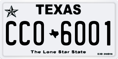 TX license plate CCO6001
