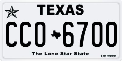 TX license plate CCO6700