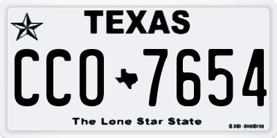 TX license plate CCO7654