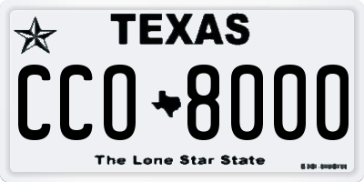 TX license plate CCO8000