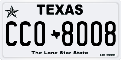 TX license plate CCO8008