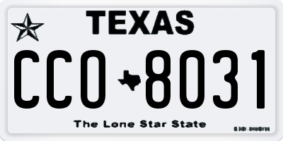 TX license plate CCO8031