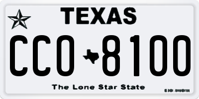TX license plate CCO8100