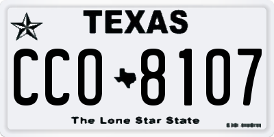 TX license plate CCO8107