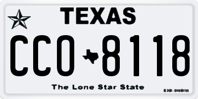 TX license plate CCO8118