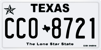 TX license plate CCO8721