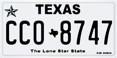 TX license plate CCO8747