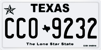 TX license plate CCO9232