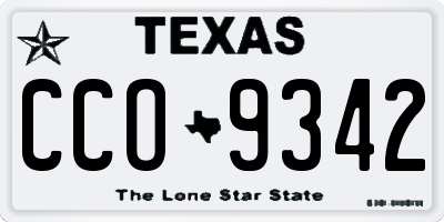 TX license plate CCO9342