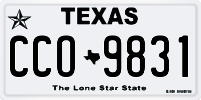 TX license plate CCO9831